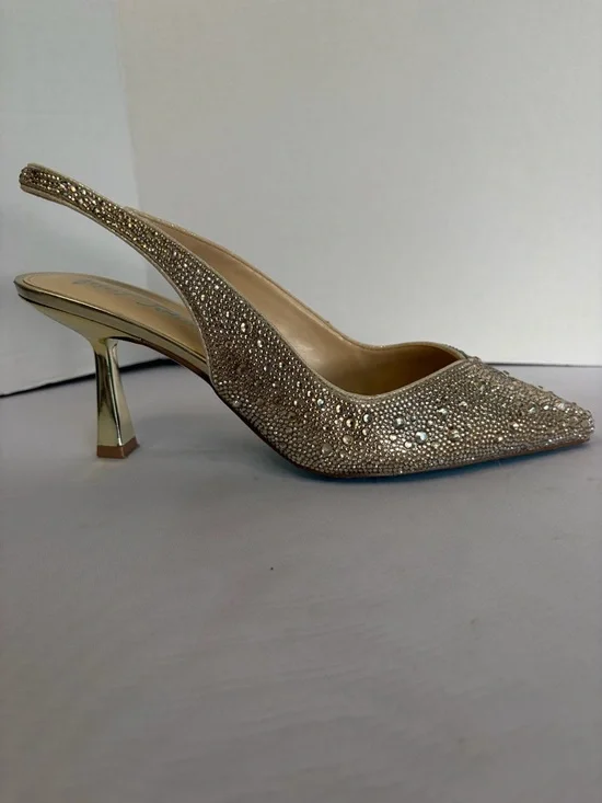 Betsey Johnson Champagne Embellished Slingback Pumps - Picture 10 of 11